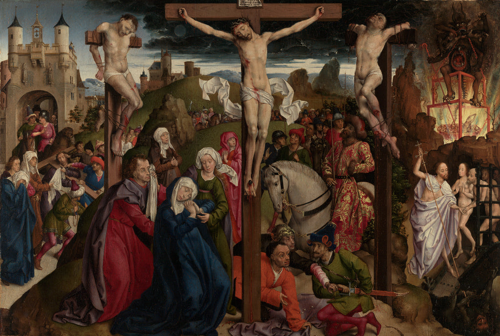 Dreux Budé Master, possibly André d'Ypres:The Crucifixion, Poster Print Wall Art