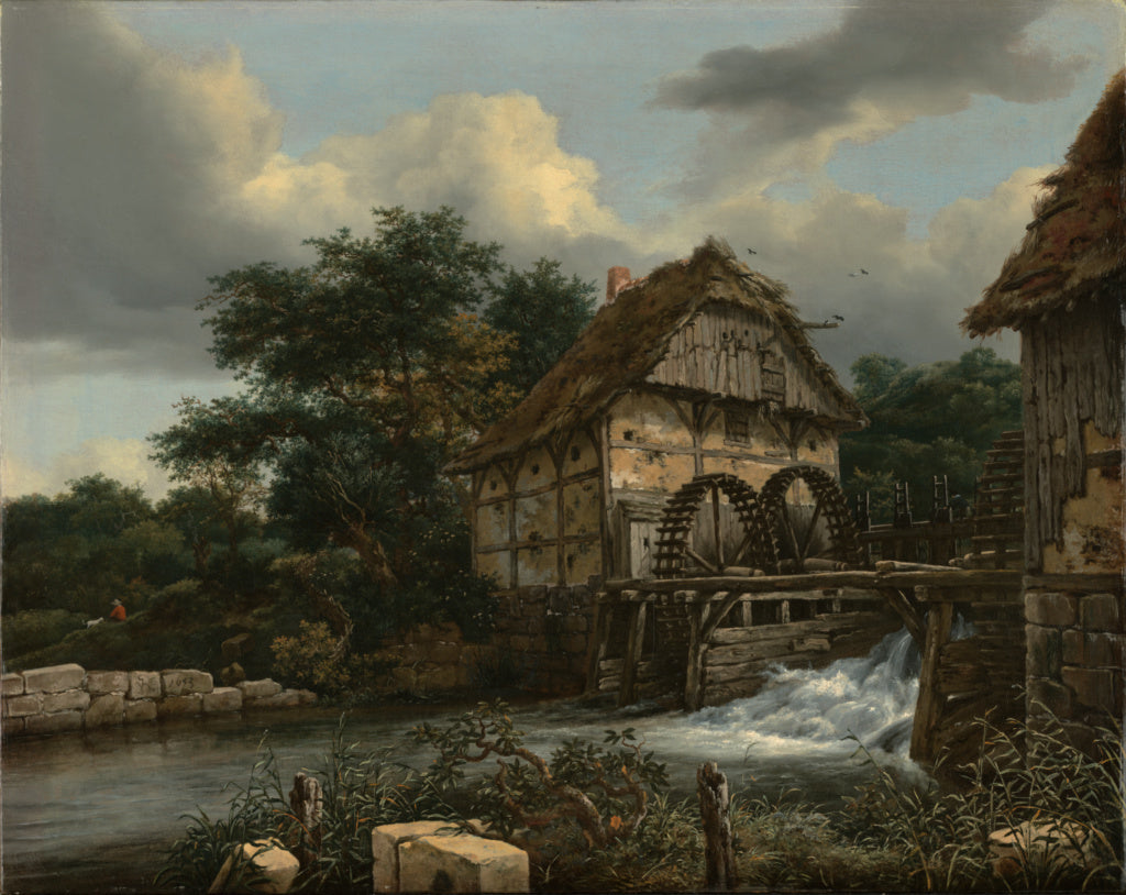 Jacob van Ruisdael:Two Watermills and an Open Sluice, Poster Print Wall Art