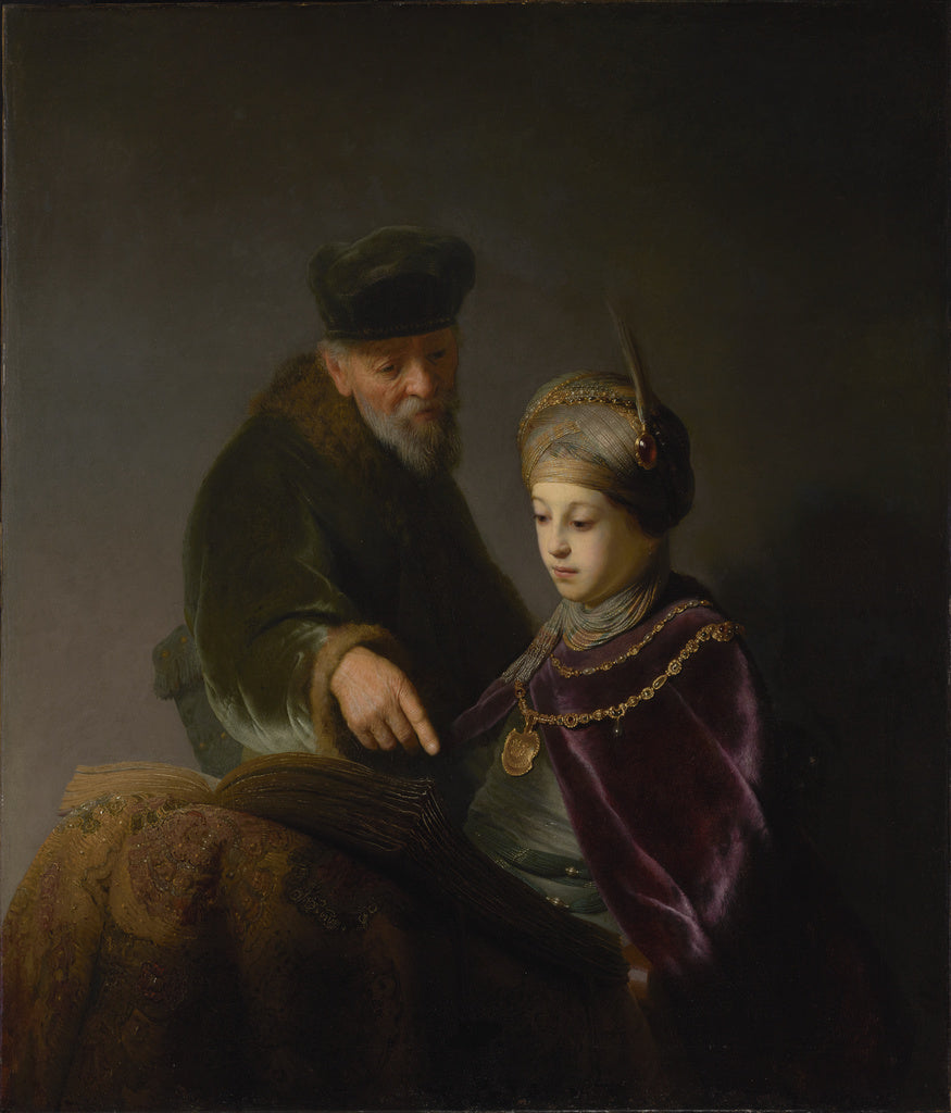 Rembrandt Harmensz. van RijnWorkshop of:A Young Scholar and , Poster Print Wall Art
