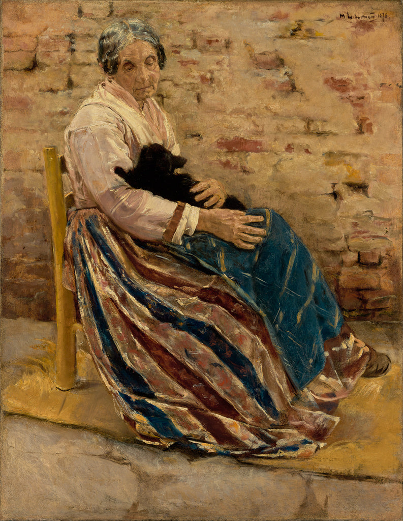 Max Liebermann:An Old Woman with Cat, Poster Print Wall Art