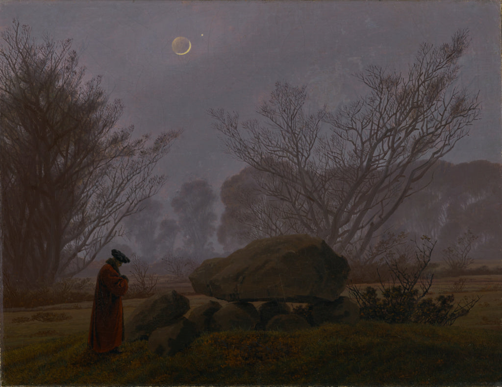 Caspar David Friedrich:A Walk at Dusk, Poster Print Wall Art
