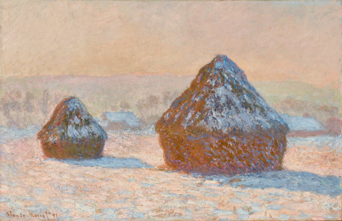 Claude Monet:Wheatstacks, Snow Effect, Morning (Meules, Effe,16x12