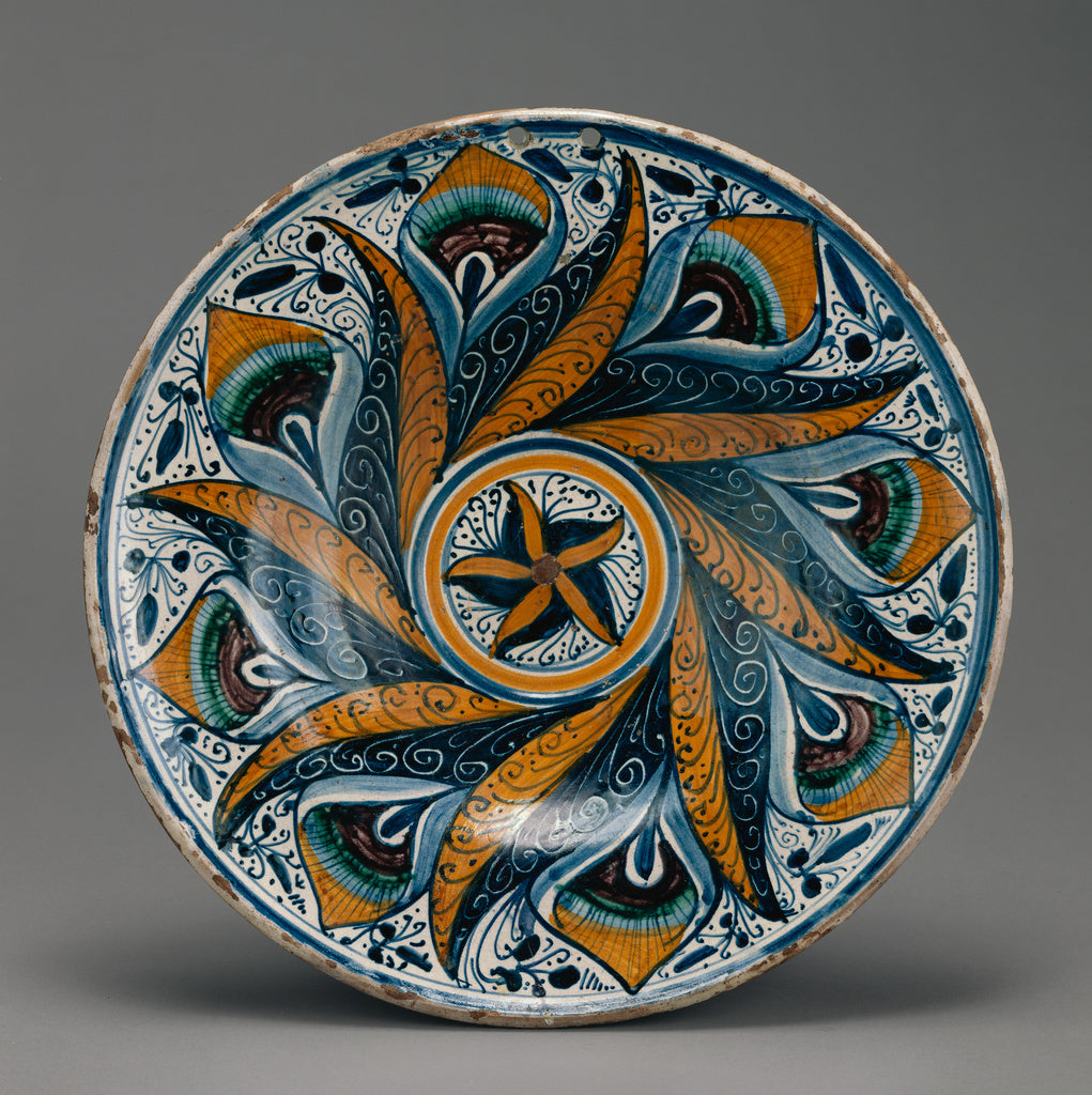 Unknown:Dish with a Peacock Feather Pattern, Poster Print Wall Art