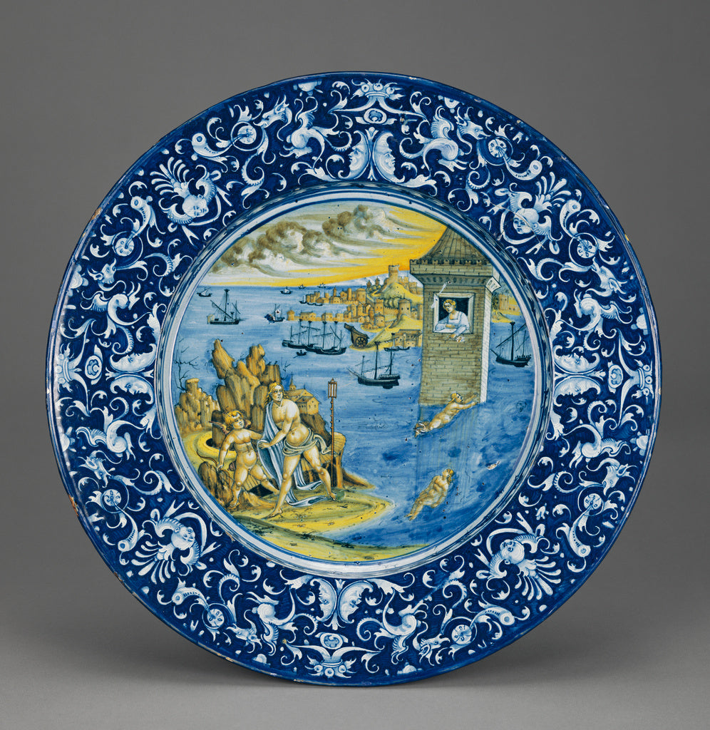 Unknown:Plate with Hero and Leander, Poster Print Wall Art