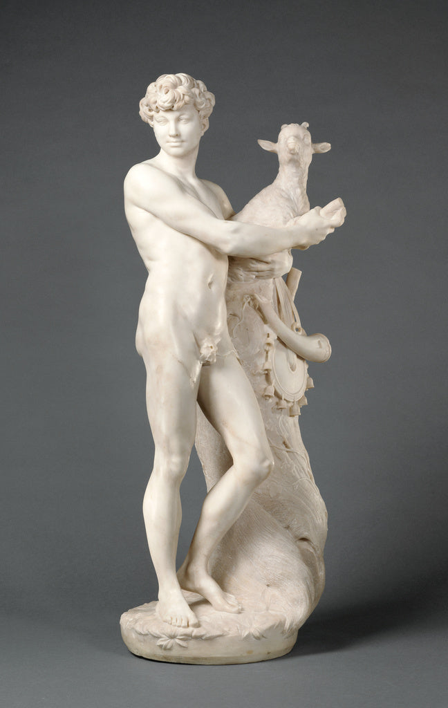 Unknown maker, French:Faun Holding a Goat, Poster Print Wall Art