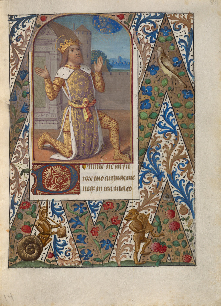 Jean Bourdichon:King David in Prayer, Poster Print Wall Art