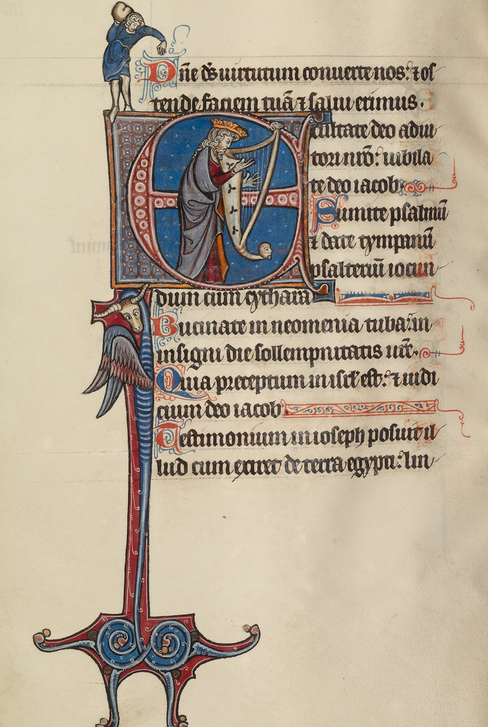 Bute Master:Initial E: David Playing the Harp and a Man Heav, Poster Print Wall Art