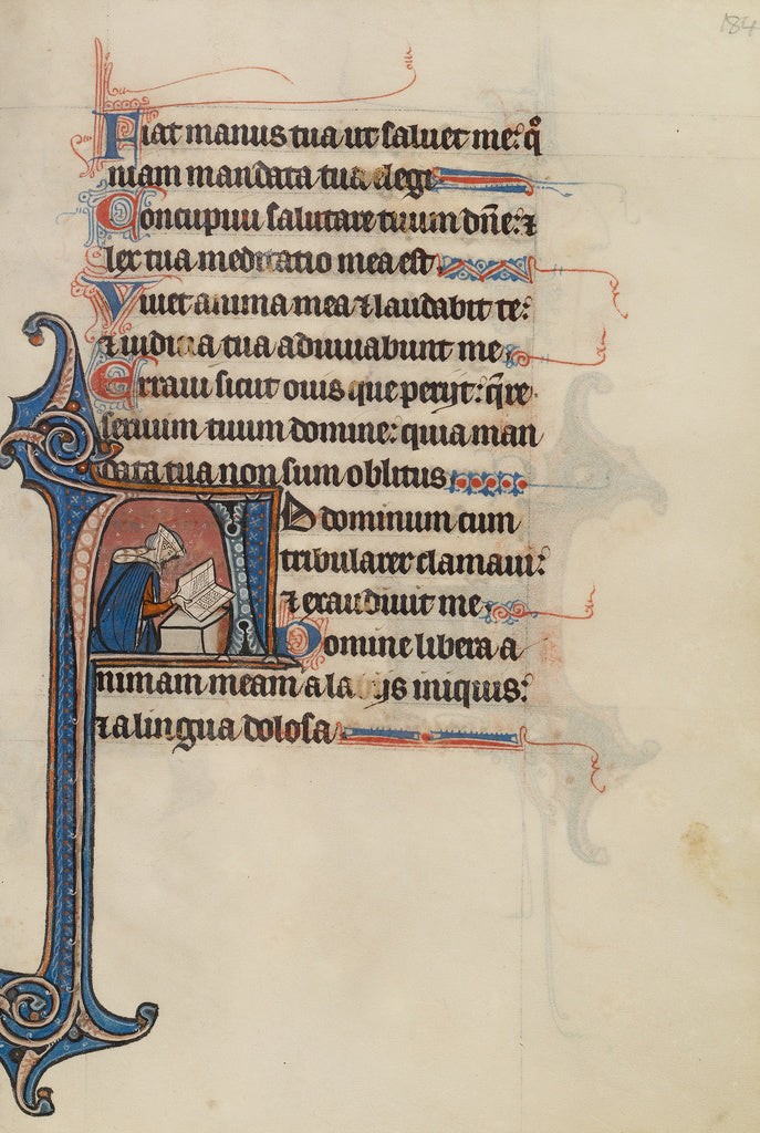 Bute Master:Initial A: A Noblewoman Seated on the Ground Rea, Poster Print Wall Art