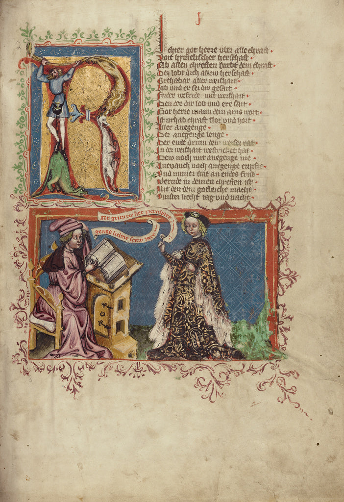 Rudolf von EmsUnknown Artist:A Scribe and a Woman, Poster Print Wall Art