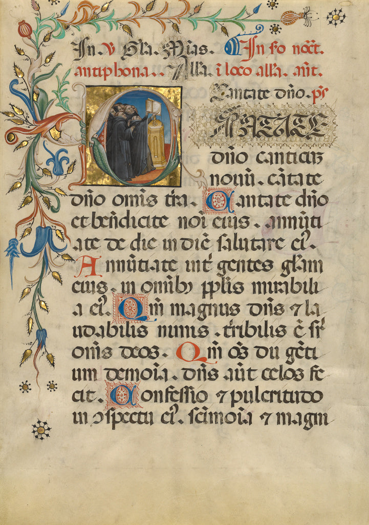 Unknown:Leaf from a Noted Breviary (Fol. 151), Poster Print Wall Art