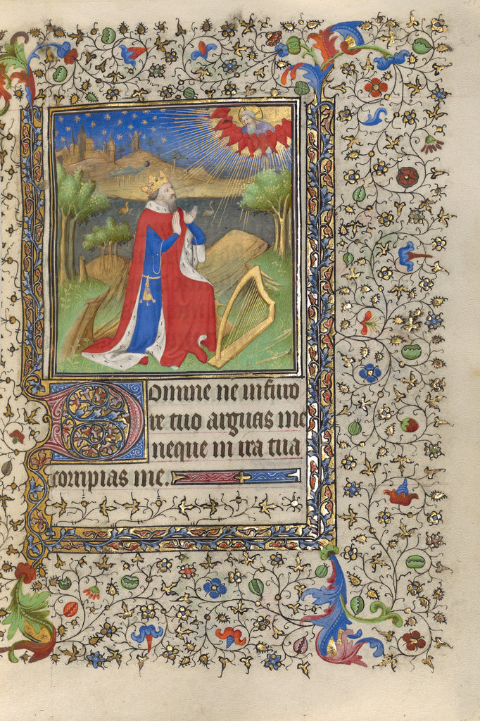 Boucicaut Master and Workshop:David in Prayer, Poster Print Wall Art