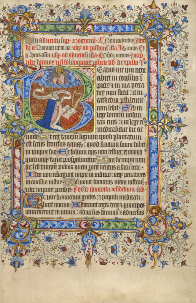 Unknown:Initial B: David in Prayer, Poster Print Wall Art