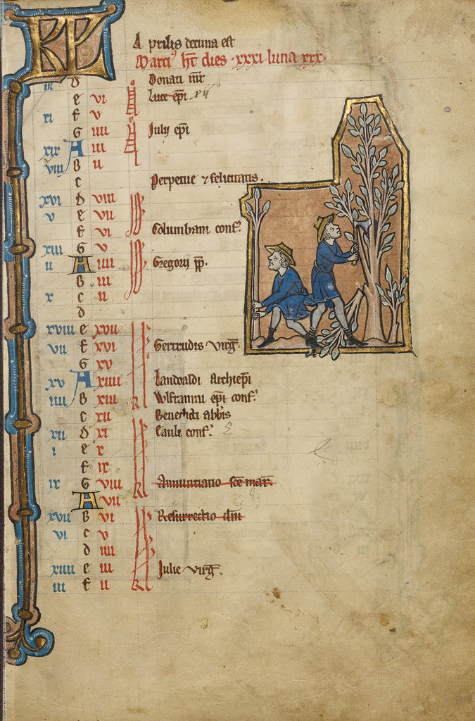 Unknown:March Calendar Page; Pruning Trees, Poster Print Wall Art