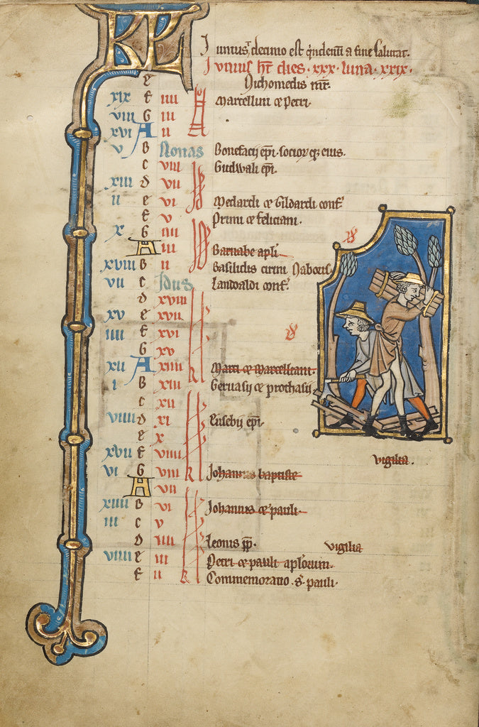 Unknown:June Calendar Page; Gathering Twigs, Poster Print Wall Art