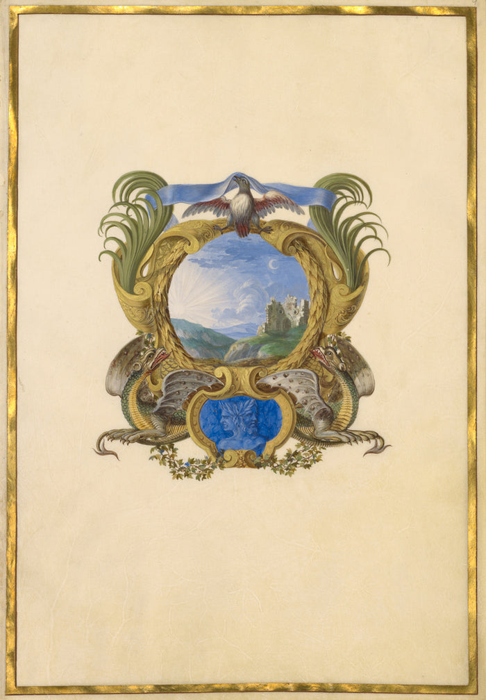 Jacques Bailly:Escutcheon with a Castle,16x12