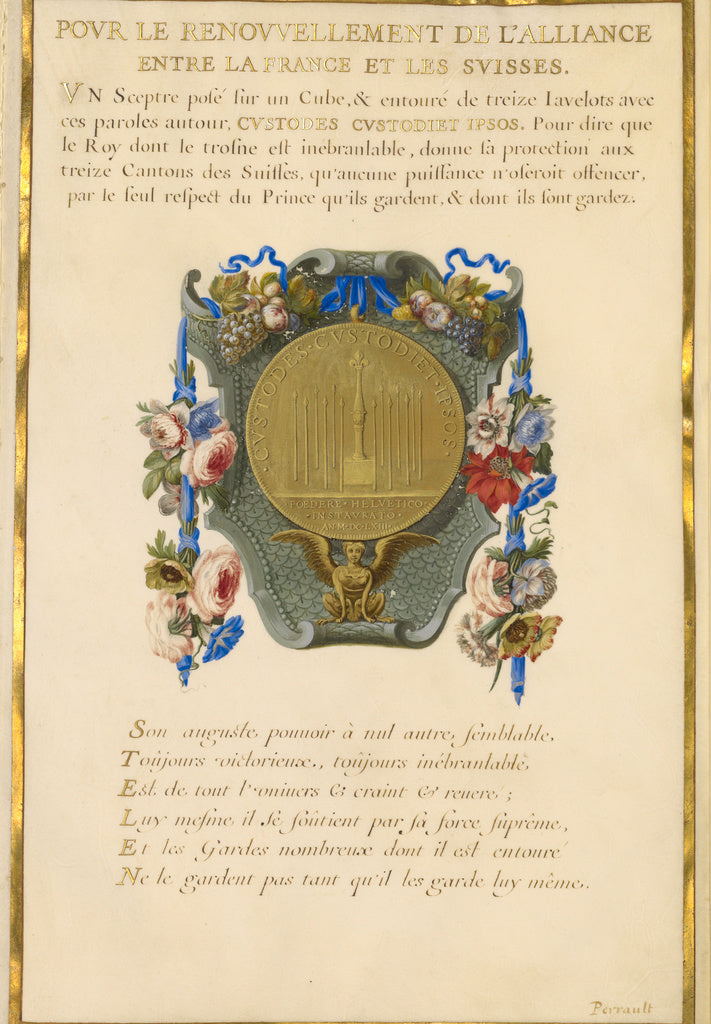 Jacques Bailly:Escutcheon with a Medal,16x12"(A3)Poster