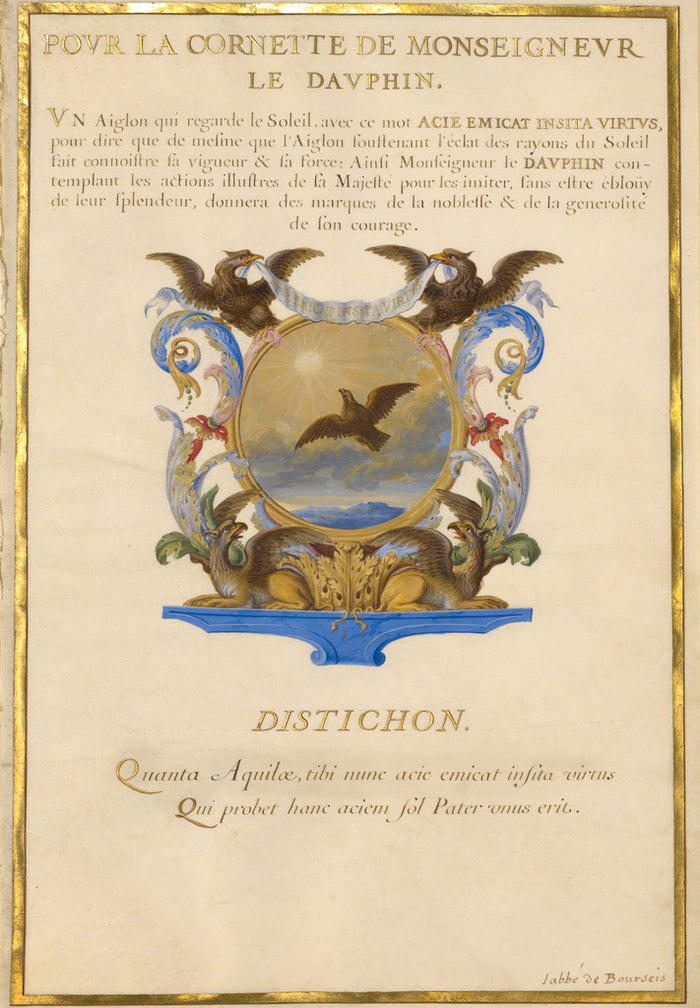 Jacques Bailly:Escutcheon with an Eagle,16x12