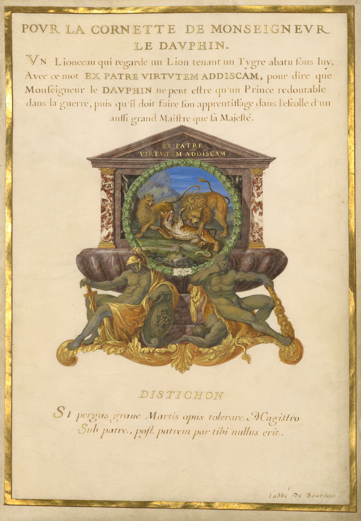 Jacques Bailly:Escutcheon with a Lion Attacking a Cheetah,16x12"(A3)Poster