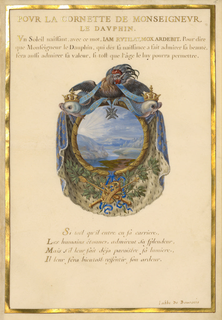 Jacques Bailly:Emblem for Louis XIV (fol. 15), Poster Print Wall Art