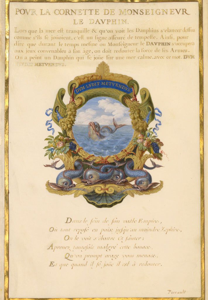 Jacques Bailly:Emblem for Louis XIV (fol. 17), Poster Print Wall Art