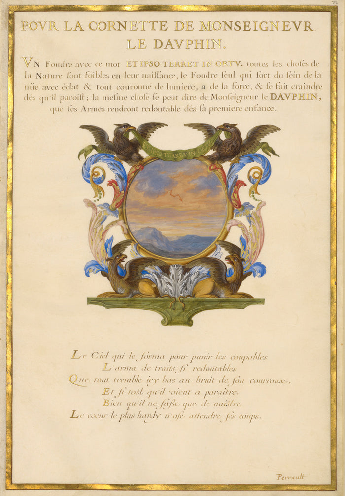 Jacques Bailly:Emblem for Louis XIV (fol. 22),16x12