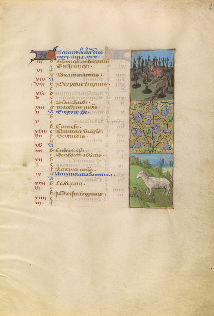Unknown:March Calendar Page; Planting; Aries, Poster Print Wall Art