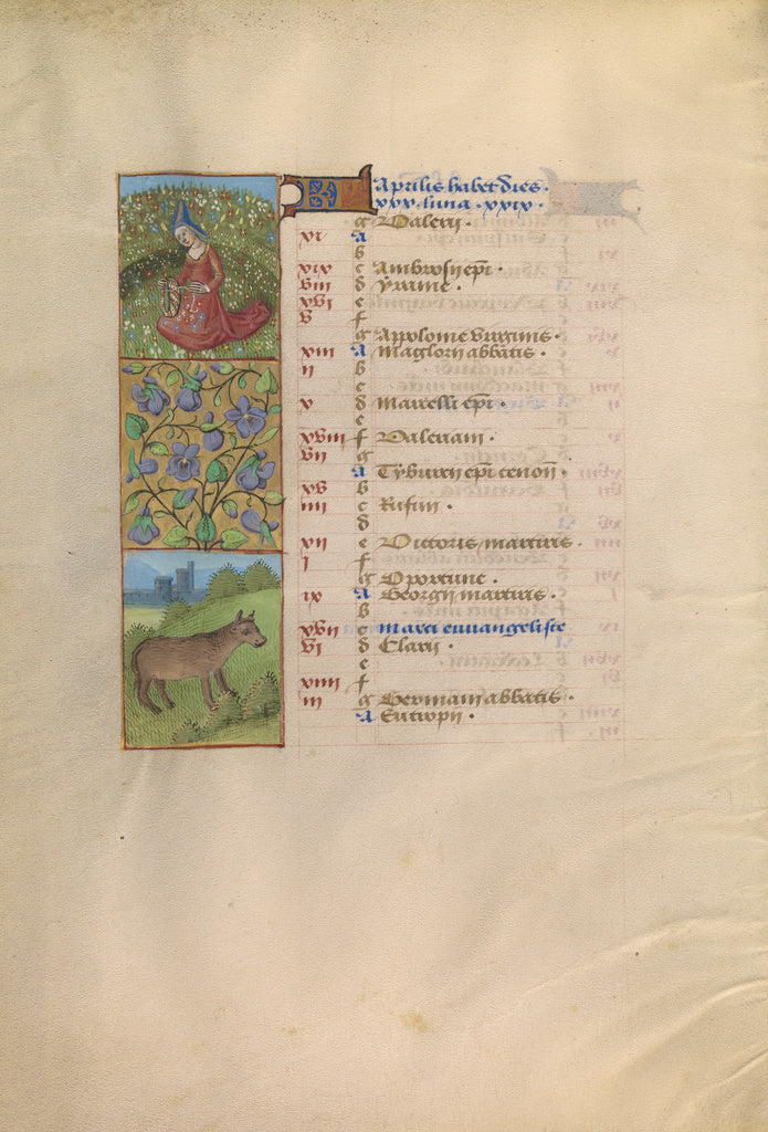 Unknown:April Calendar Page; Picking Flowers; Taurus,16x12"(A3)Poster