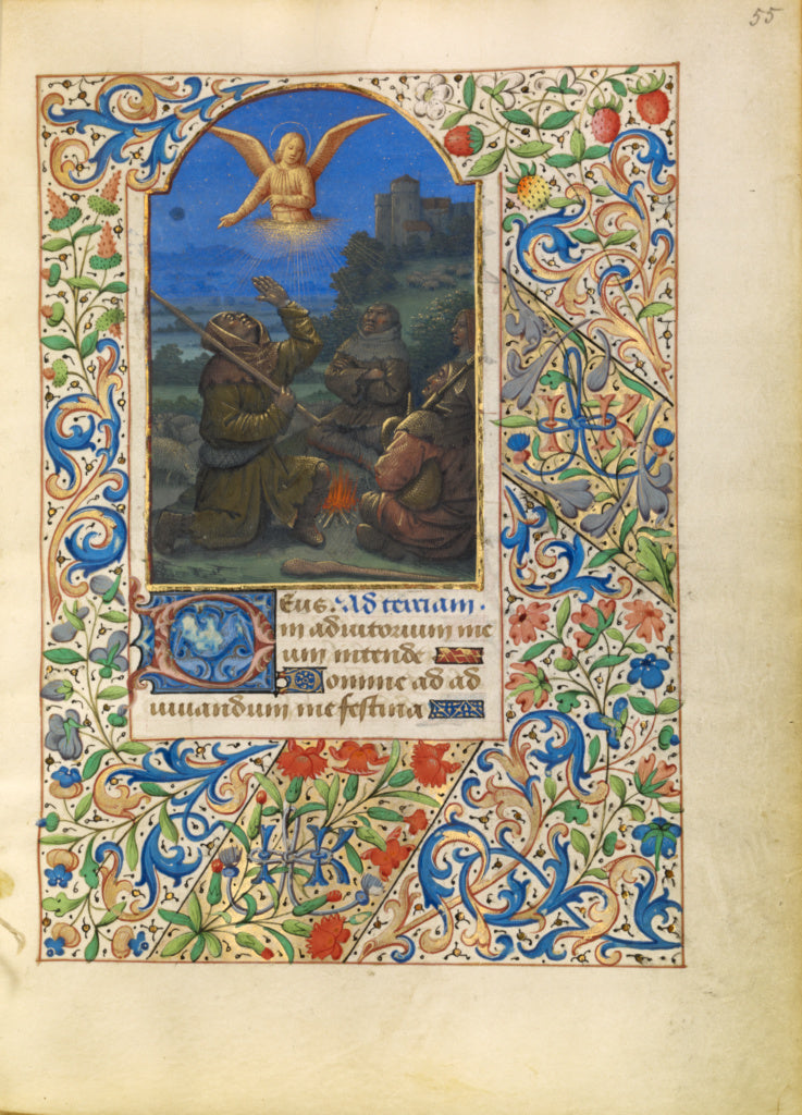 Jean Bourdichon:The Annunciation to the Shepherds, Poster Print Wall Art