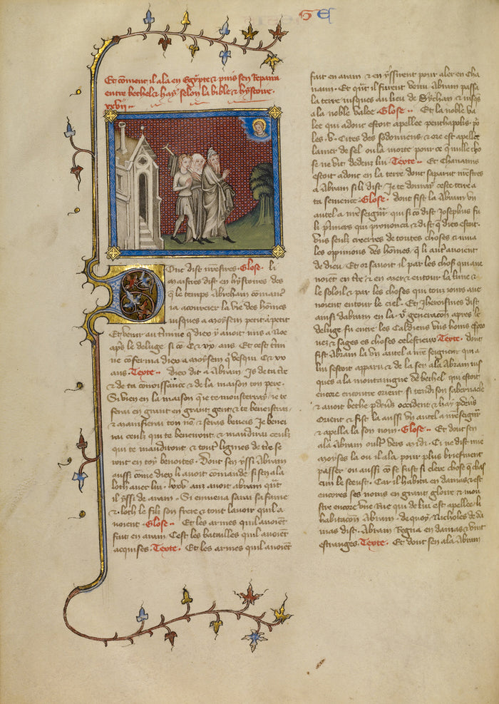 Master of Jean de Mandeville:Abraham, Sarah, and Lot,16x12