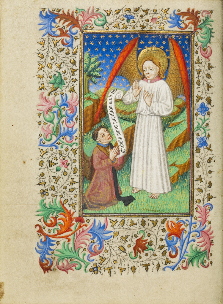 Master of Sir John Fastolf:A Patron and His Guardian Angel, Poster Print Wall Art