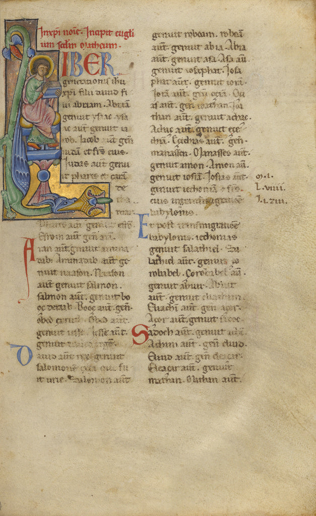 Unknown:Initial L: Saint Matthew Seated, Poster Print Wall Art
