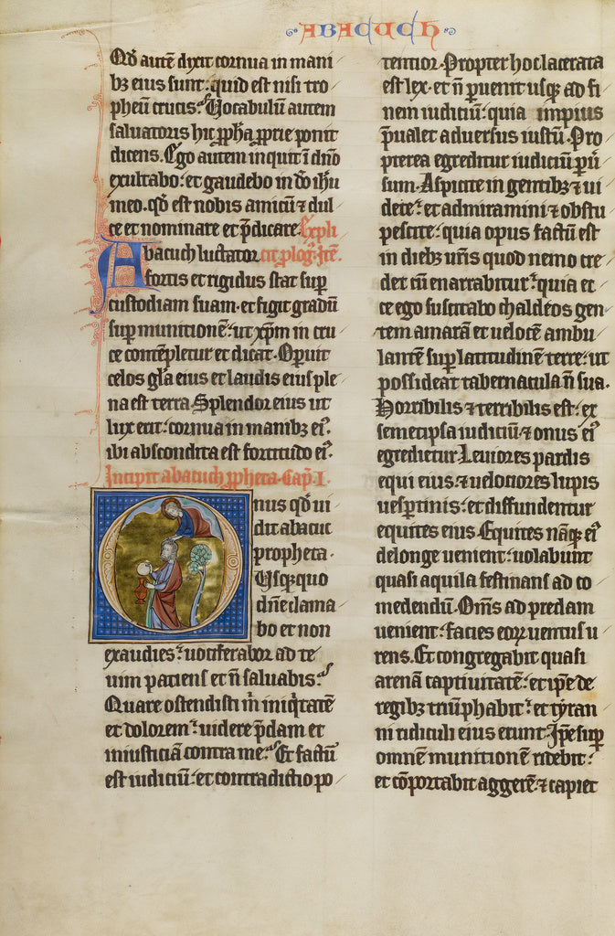 Unknown:Initial O: Habakkuk with Food from God, Poster Print Wall Art