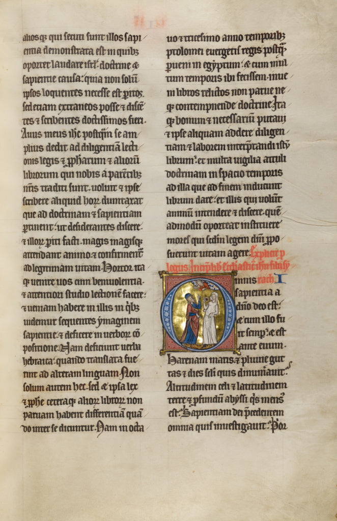 Unknown:Initial O: A Prophet Instructing a Woman with a Mirr, Poster Print Wall Art