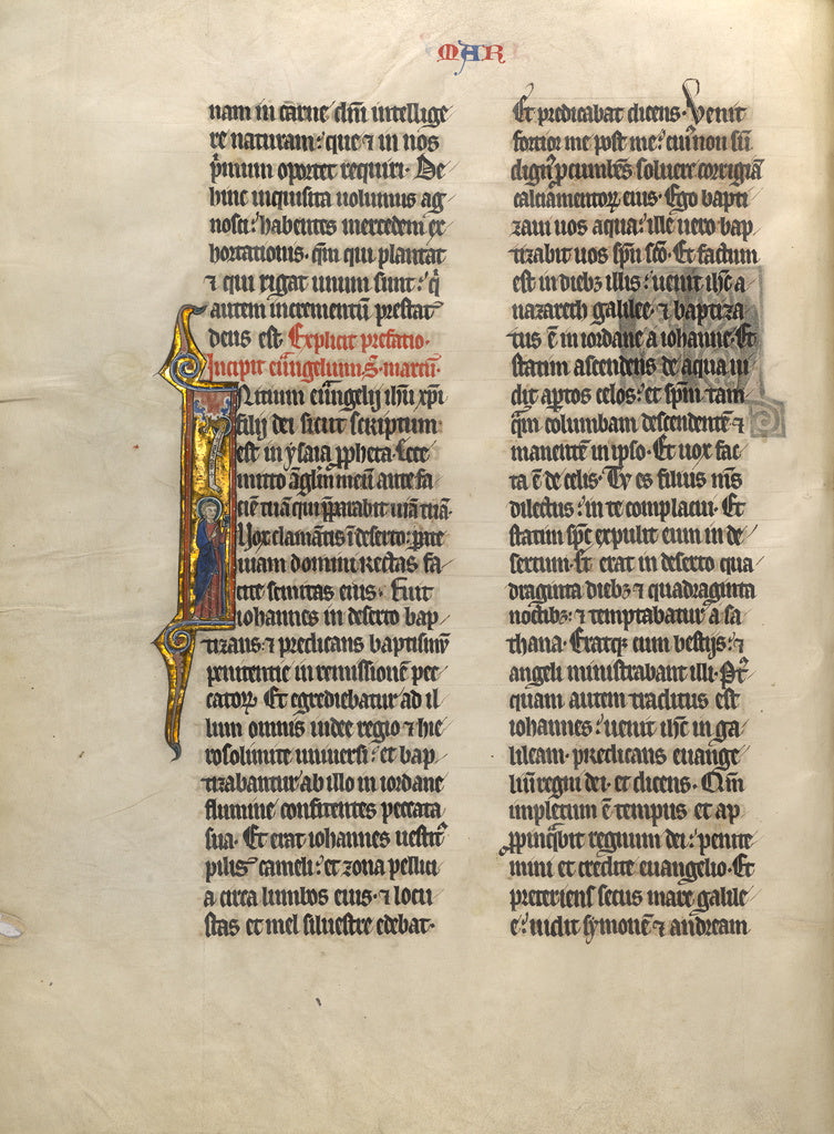 Unknown:Initial I: Saint Mark with his Symbol, Poster Print Wall Art