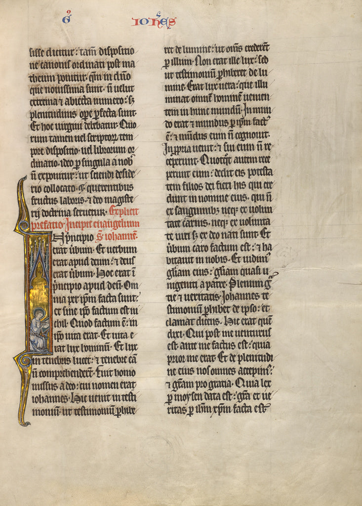 Unknown:Initial I: Saint John the Evangelist, Poster Print Wall Art