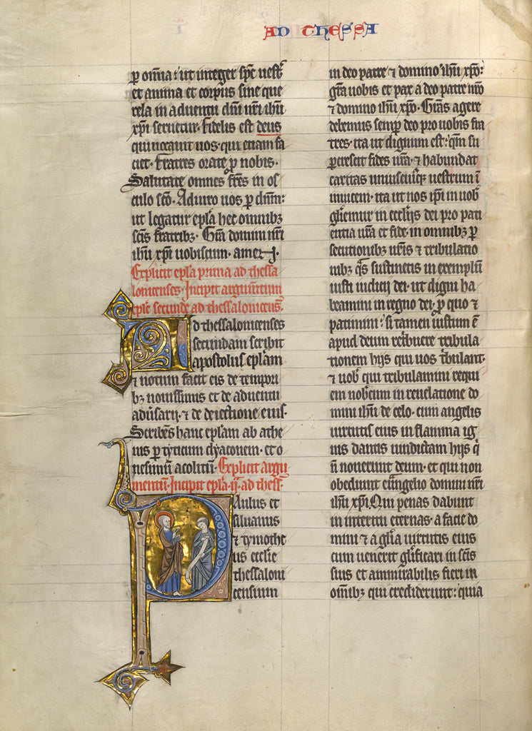 Unknown:Initial P: Saint Paul and a Priest, Poster Print Wall Art