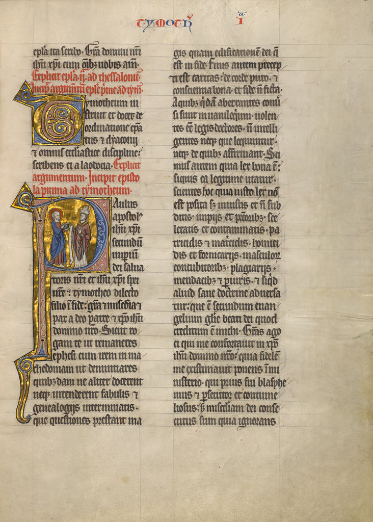 Unknown:Initial P: Saint Paul with a Book and a Bishop, Poster Print Wall Art