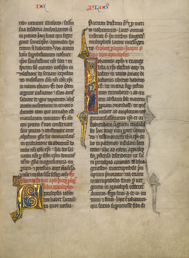 Unknown:Initial J: Saint John the Evangelist with his Symbol, Poster Print Wall Art