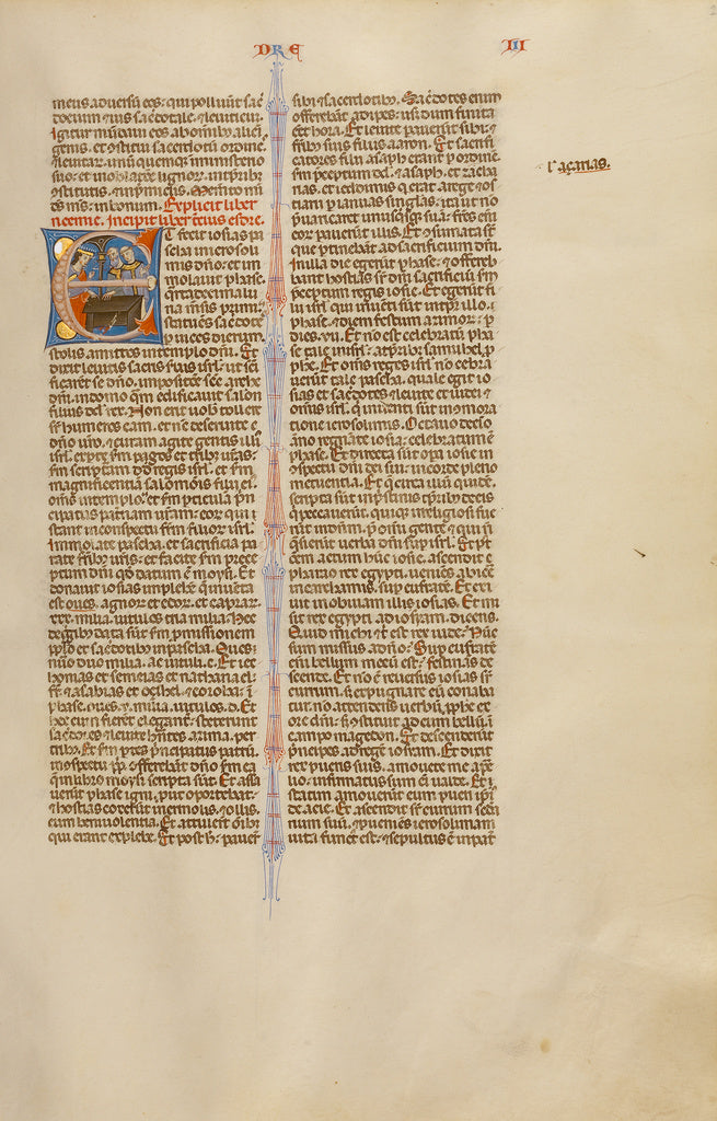 Unknown:Initial E: Josiah Sacrificing at an Altar, Poster Print Wall Art