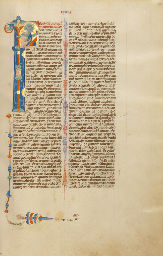 Unknown:Initial F: Saint Luke with the Head of His Symbol, Poster Print Wall Art