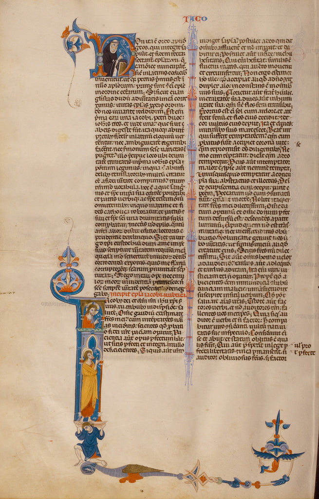 Unknown:Initial I: Saint James with Christ above, Poster Print Wall Art
