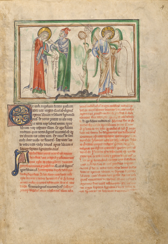 Unknown:Saint John the Evangelist Consoled by an Elder and b, Poster Print Wall Art