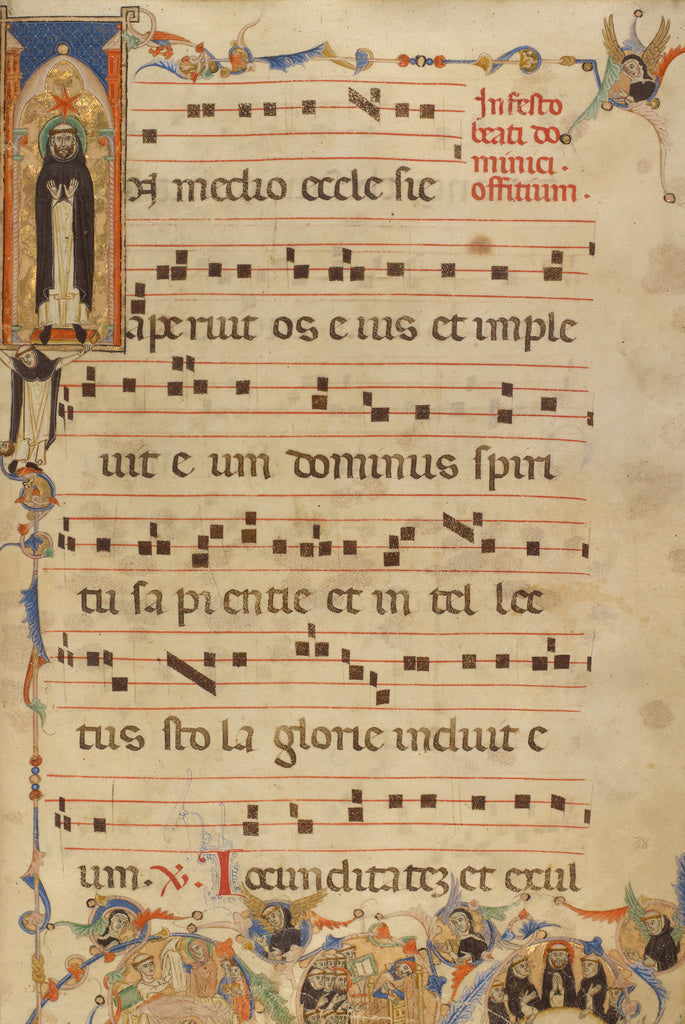 Jacobellus of Salerno:Initial I: Saint Dominic Enshrined, Poster Print Wall Art