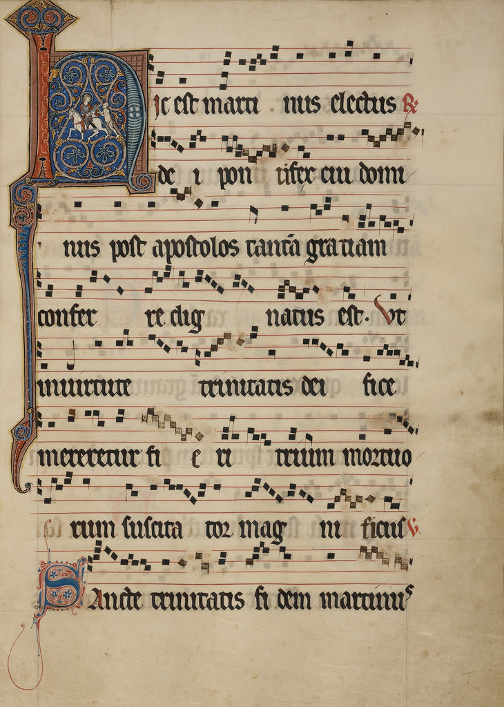 Unknown:Initial H: Saint Martin Dividing His Cloak, Poster Print Wall Art