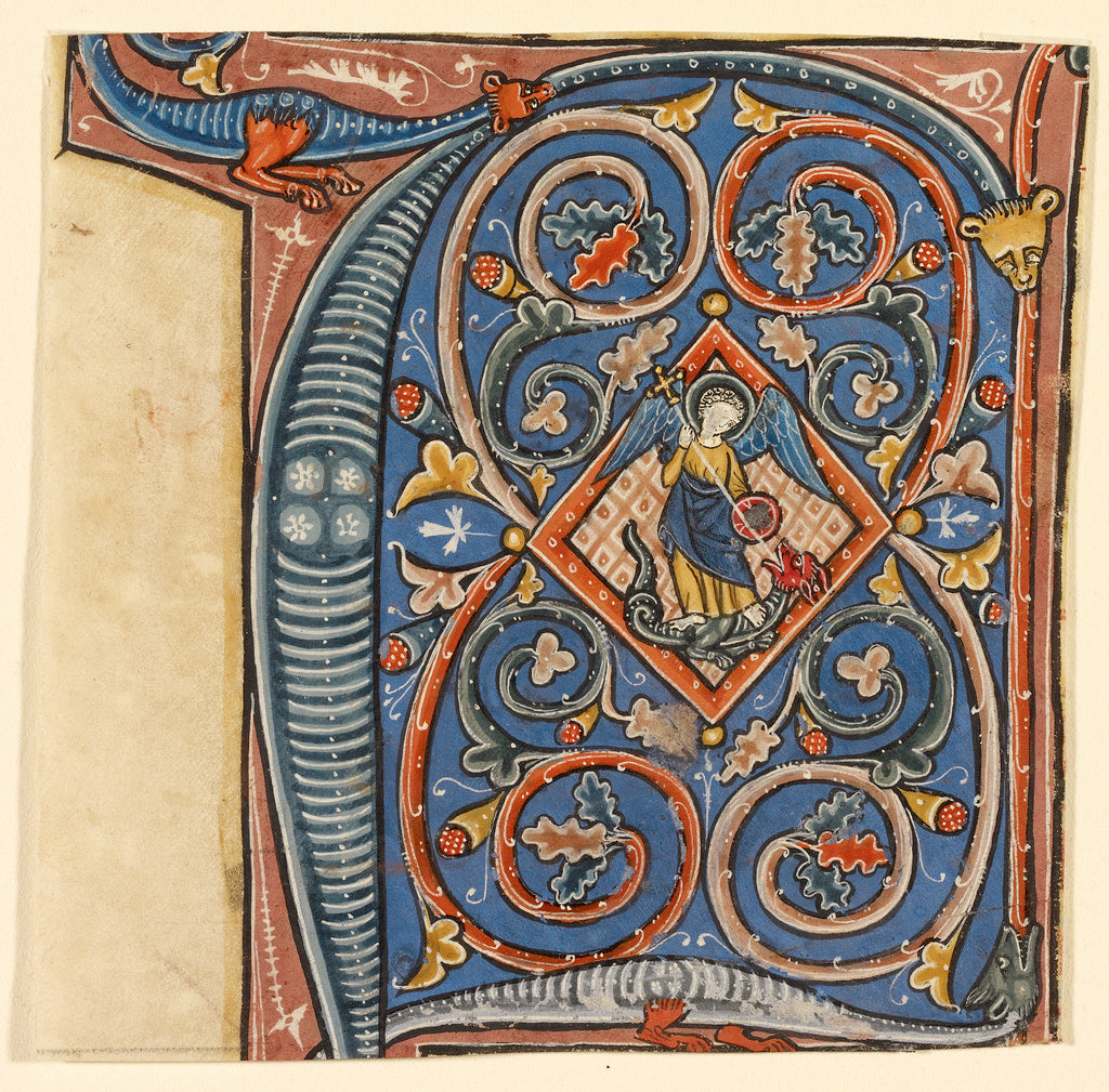 Unknown:Initial F: Saint Michael and the Dragon, Poster Print Wall Art
