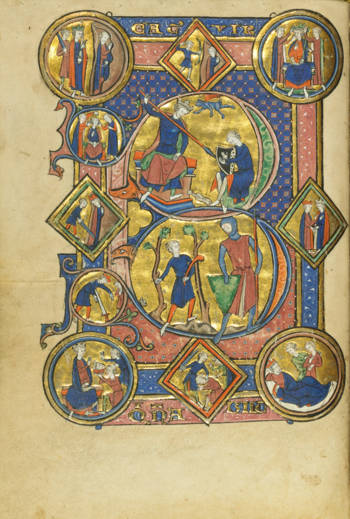 Unknown:Initial B: David Playing the Harp and David and Goli, Poster Print Wall Art