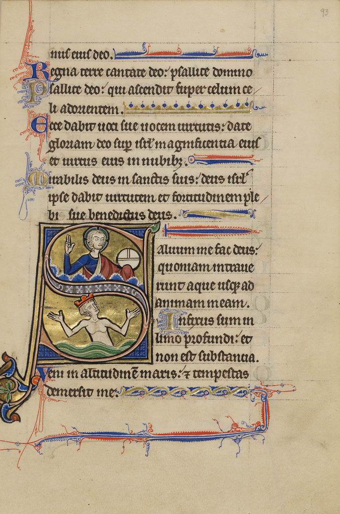 Unknown:Initial S: God the Creator and David in the Water, Poster Print Wall Art
