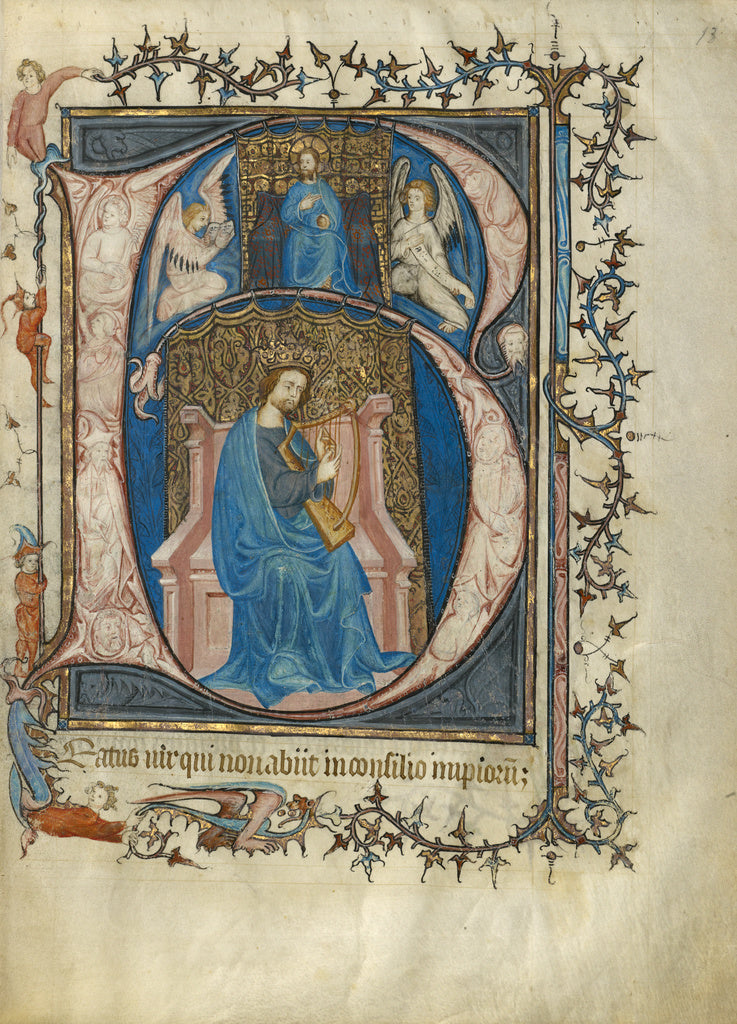 Unknown:Initial B: David Playing the Harp, Poster Print Wall Art