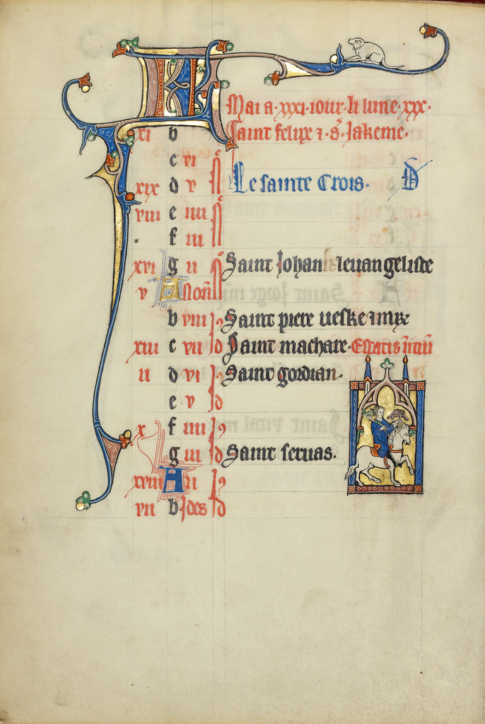 Unknown:Calendar Page for May; Hawking, Poster Print Wall Art