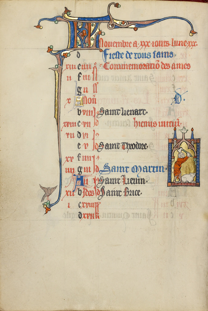 Unknown:Calendar Page for November; Slaughtering Pigs, Poster Print Wall Art